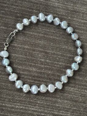 Sterling .925 Real Pearl Vintage bracelet 7.75” Cultured Baroque